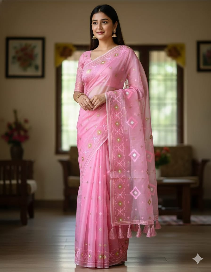 Half silk jamdani print sharee